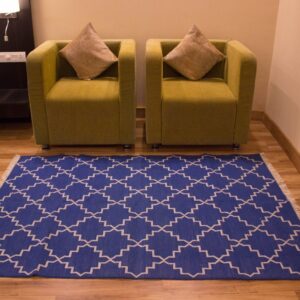 Moroccon Star Cotton Silver Blue Area Rug