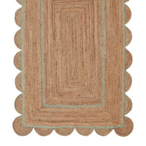 Plain Green Scalloped Jute Rug