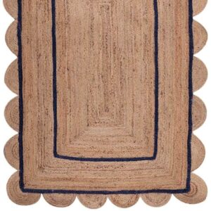 Navy Blue Scallop Jute Rug