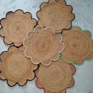 Natural Scallop Round Handmade Jute Rug