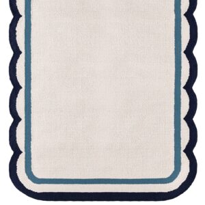 Scallop Edge Wool Rug, Bohemian Decor Handmade Wool Area Rug