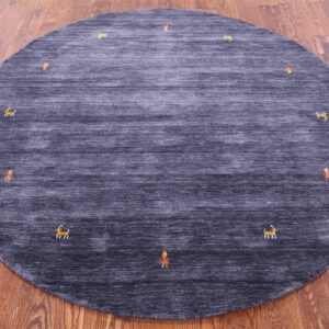 Round Gabbeh Hand Knotted Wool Area Rug