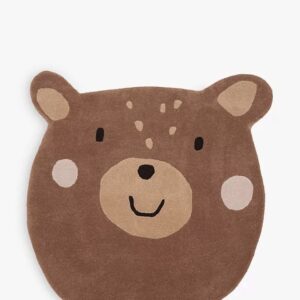 Brown Bear Hand Tufted Rug Fine Soft Wool Round Area Rug