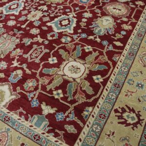 Traditional Maroon Color Oushak Wool Rug