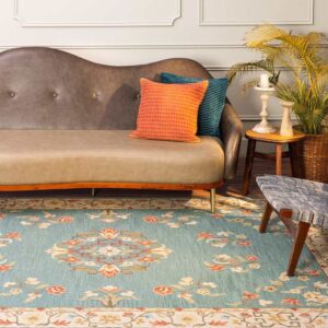 Hand Tufted Floral Pattern Woolen Rug