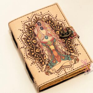 Witch Pagan Goddess Leather Journal Seven Chakra Refillable Printed Notebook