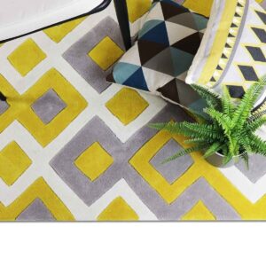 Modern Hand Tufted Geometric Pattern Wool Rug