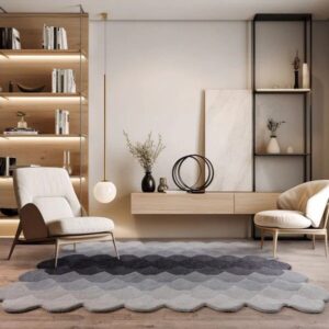 Modern Hand Tufted Hive Pattern Wool Rug