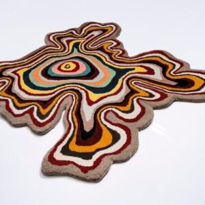 Irregular Shape Handtufted Modern Wool Rug, Illusion Pattern Area Rug For Living Room Decor, Multicolor Handmade Rug by TheGiftsConnect