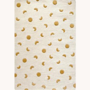 Moons Hand-Tufted Rug For Kids, Dreamland Moon Carpet For Kids Room Decoration, Soft Wool Area Rug By TheGiftsConnect