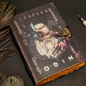 Handmade Odin's Face Printed Leather Journal, Vintage Deckle Edge Paper Notebook, Leather Diary Sketchbook For Writing By TheGiftsConnect