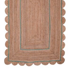 Natural Fern Green Scallop Jute Rug