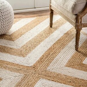 Chevron Design Hand braided Large Area Rug for Living Room