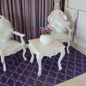 Gold Lurex Navy Blue Rug