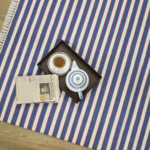 Blue Striped Handwoven Cotton Area Rug