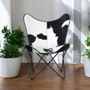 Handmade Cowhide Leather Butterfly Chair | Stylish & Durable Comfort Recliner