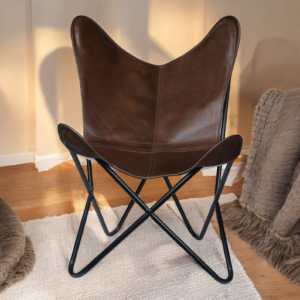 Handmade Rich Brown Butterfly Recliner, Leather Butterfly Chair