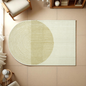 Hand Tufted Modern Abstract Semi Circle Wool Rug, 9x12 Art Deco Style Area Rug