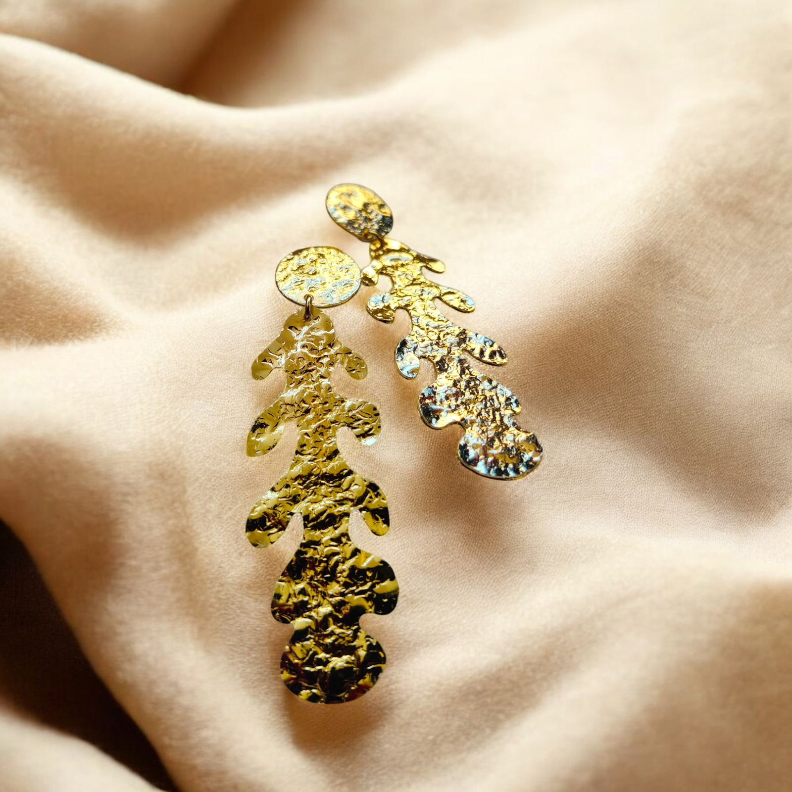 Golden Leaffall – Modern Handmade Brass Dangler Earrings