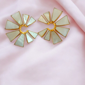 Mother of Pearl Flower Studs – Brass & Bloom Design