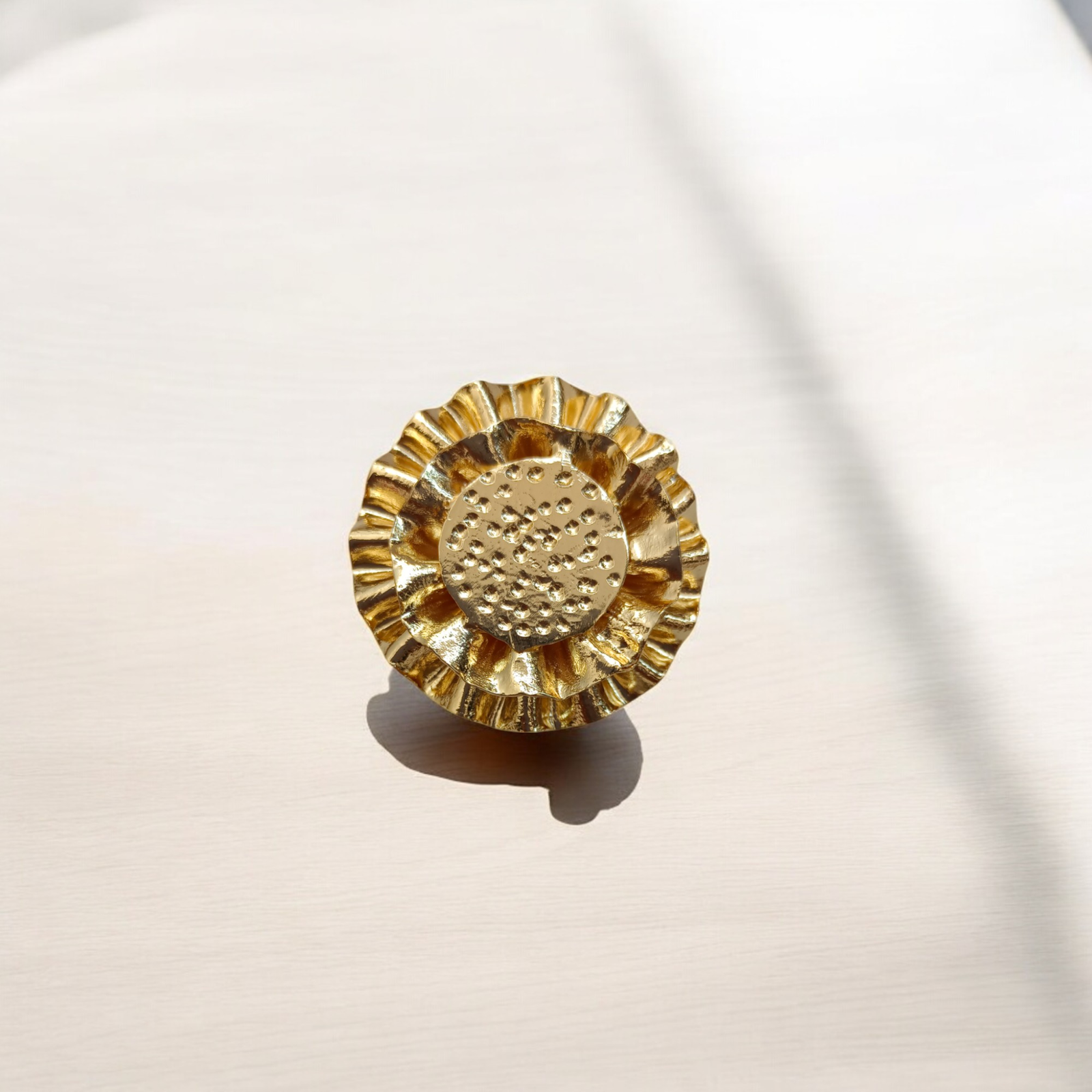 Petal Poise: Artisan Floral Brass Ring