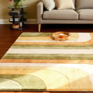 Colorful Hand Tufted Mid-Century Style Wool Rug, 8x10 Modern Geometry Area Rug