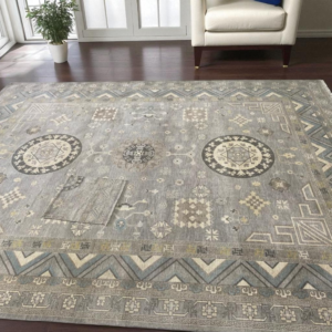 Vintage Oushak Hand Knotted Wool Rug, 8x10 / 9x12 Turkish Area Carpet, Neutral Gray Beige Boho Decor,Traditional Oriental Rug