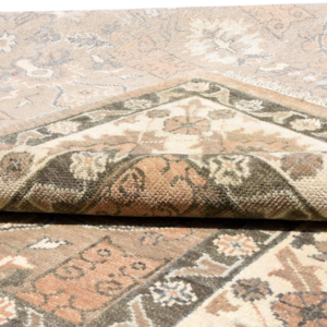 Vintage Earthy Tone Oushak Hand Knotted Wool Rug | Traditional Medallion Oriental Carpet | Persian Style Area Rug for Living Room Décor