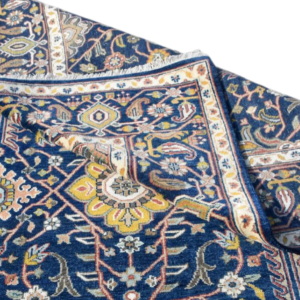 9x12 Blue Oriental Hand Knotted Wool Rug | Traditional Medallion Design Oushak Carpet | Vintage Persian Style Area Rug for Living Room Décor