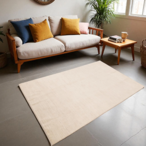 Hand Knotted Solid Gabbeh Rug, Contemporary Persian Style Hand Spun Wool Carpet in Neutral Tone | Minimalist Modern Area Rug For Living Room