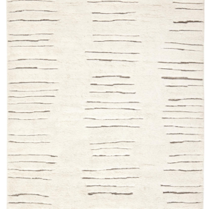 Modern Berber Beni Ourain Style Hand Knotted Wool Rug | Minimalist Abstract Line Pattern Carpet | Ivory Scandinavian Living Room Area Rug
